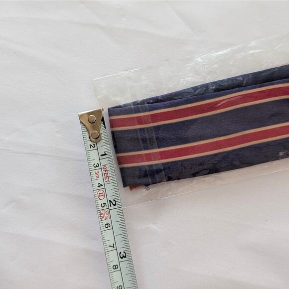 New navy blue/red striped headband scarf / bag twilly - Picture 2 of 2